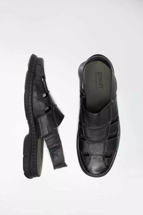 Мъжки сандали от черна кожа