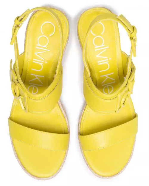 Дамски отворени сандали CK във весело жълто